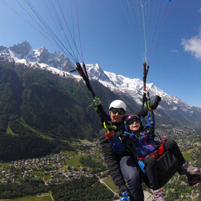 Kids tandem paragliding in Chamonix Mont Blanc